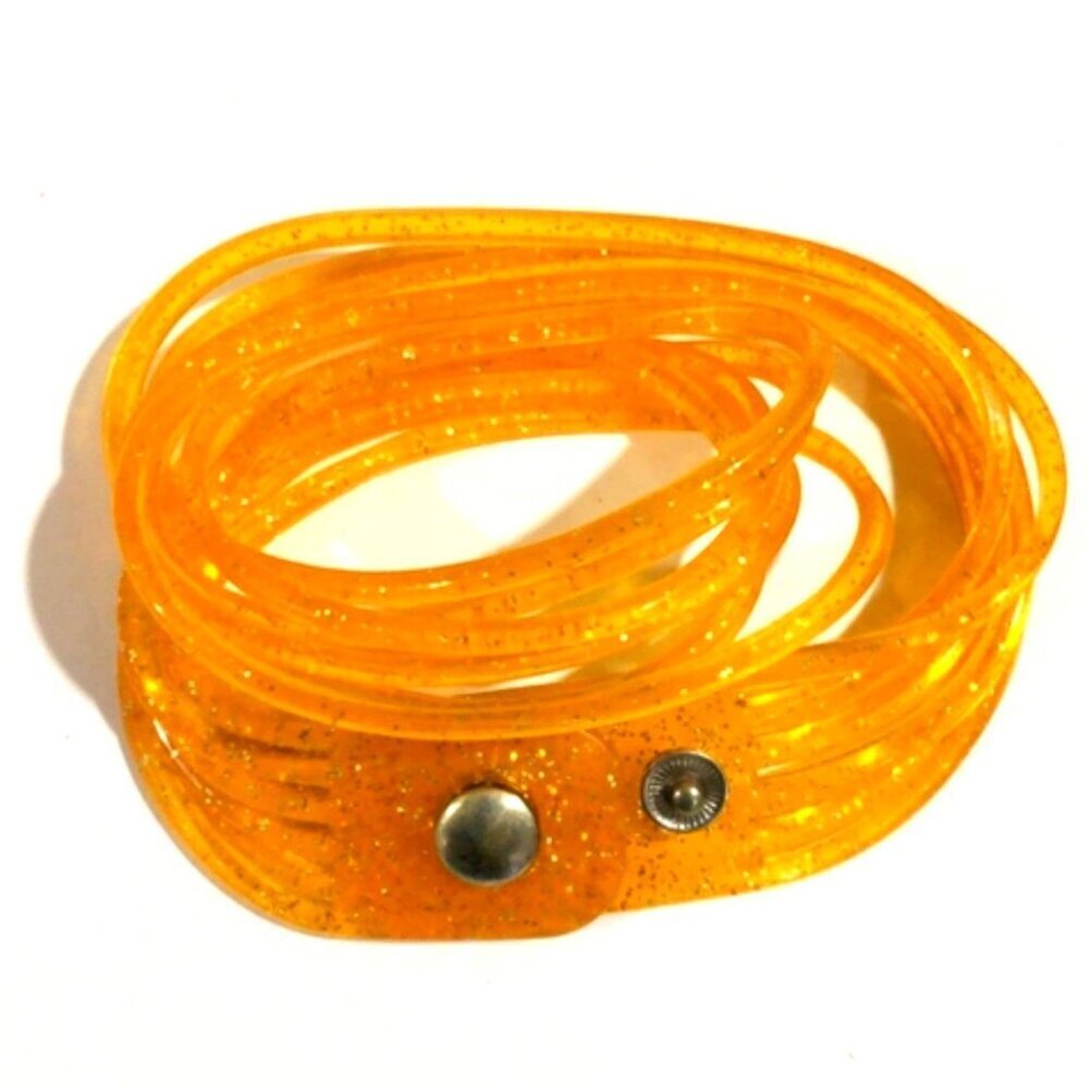 Elegant Orange Glitter Wrap Bracelet with Snap Closure - Trendy Women's Jewelry